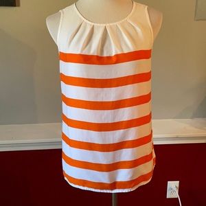 Orange and white striped top